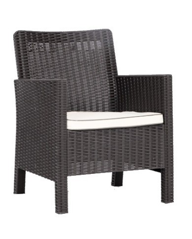 Sillón ADRIATICO, polipropileno marrón chocolate, cojín beige