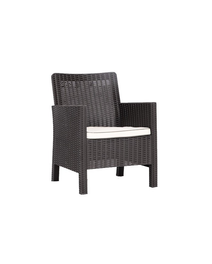 Sillón ADRIATICO, polipropileno marrón chocolate, cojín beige