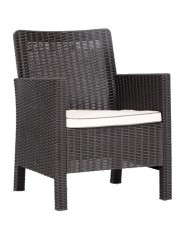 Sillón ADRIATICO, polipropileno marrón chocolate, cojín beige