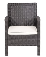 Sillón ADRIATICO, polipropileno marrón chocolate, cojín beige