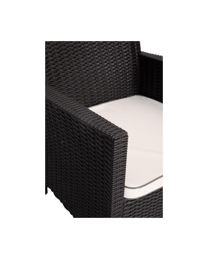 Sillón ADRIATICO, polipropileno marrón chocolate, cojín beige