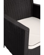 Sillón ADRIATICO, polipropileno marrón chocolate, cojín beige