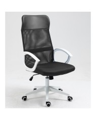 Sillón de oficina VERTON, blanco, malla y asiento negro