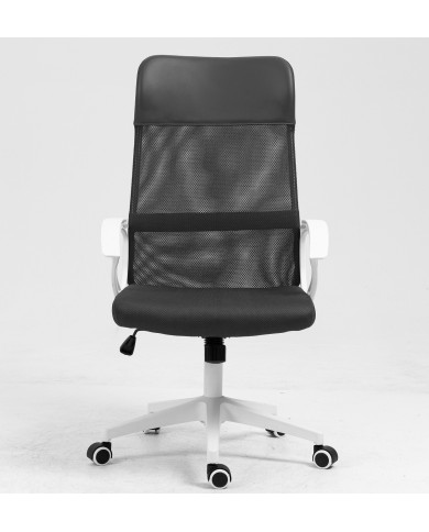 Sillón de oficina VERTON, blanco, malla y asiento negro