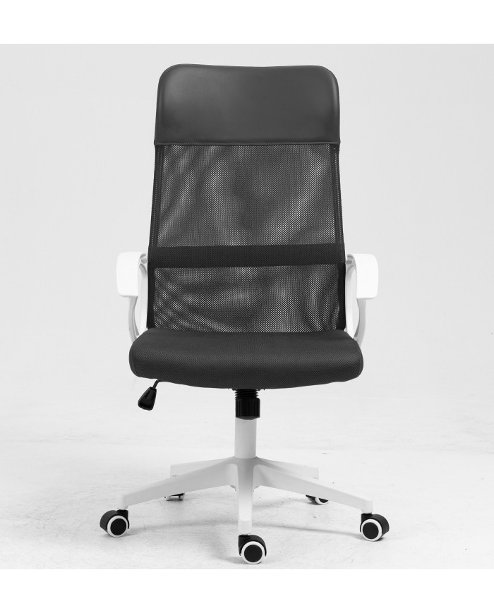 Sillón de oficina VERTON, blanco, malla y asiento negro