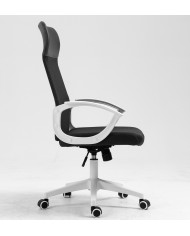 Sillón de oficina VERTON, blanco, malla y asiento negro