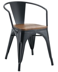 Sillón TOL EK WOOD, acero, negro, asiento madera