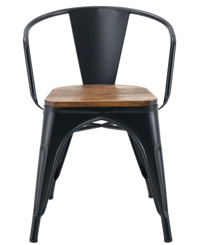 Sillón TOL EK WOOD, acero, negro, asiento madera