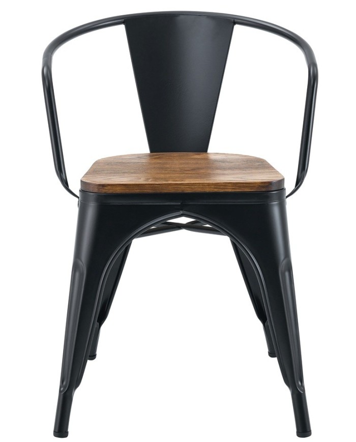 Sillón TOL EK WOOD, acero, negro, asiento madera