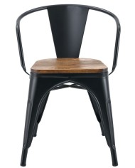 Sillón TOL EK WOOD, acero, negro, asiento madera