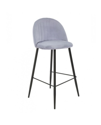 Taburete ORUSA, metal negro, tapizado velvet gris