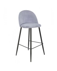Taburete ORUSA, metal negro, tapizado velvet gris