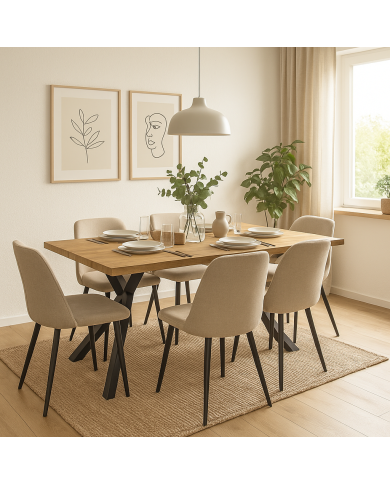 Mesa OLITE 180RT, metal, madera, 180 x 90 cms