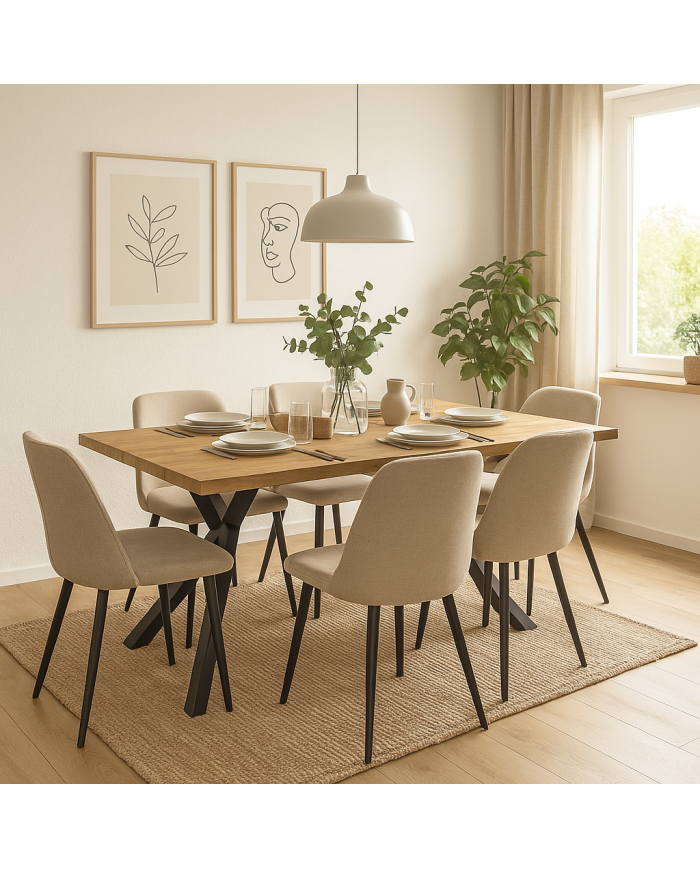 Mesa OLITE 180RT, metal, madera, 180 x 90 cms