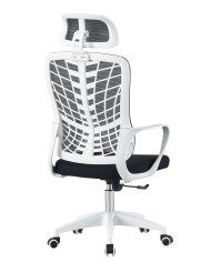 Sillón de oficina MELLAC, alto, blanco, malla y asiento negro