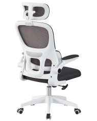 Sillón de oficina BERNAY, alto, blanco, malla y asiento negro