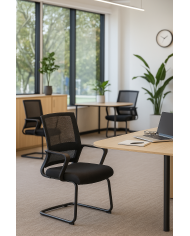 Sillón de oficina SURICE, fijo de patín, malla negra