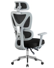 Sillón de oficina DURBUY, alto, ergonómico, gris, malla negra