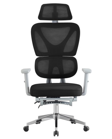Sillón de oficina DURBUY, alto, ergonómico, gris, malla negra