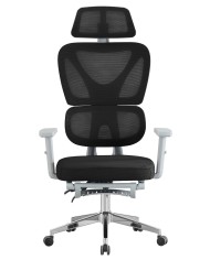 Sillón de oficina DURBUY, alto, ergonómico, gris, malla negra