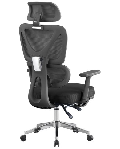 Sillón de oficina DURBUY, alto, ergonómico, negro, malla y asiento negro