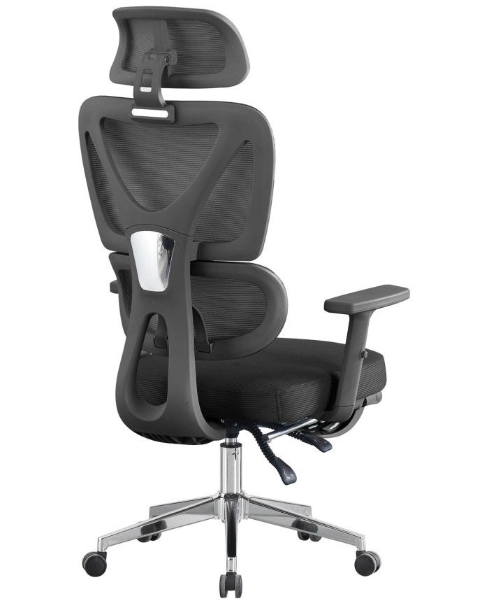 Sillón de oficina DURBUY, alto, ergonómico, negro, malla y asiento negro