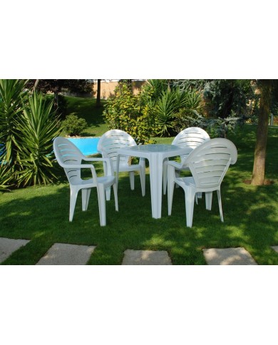 Sillón FARO, monoblock, apilable, blanco