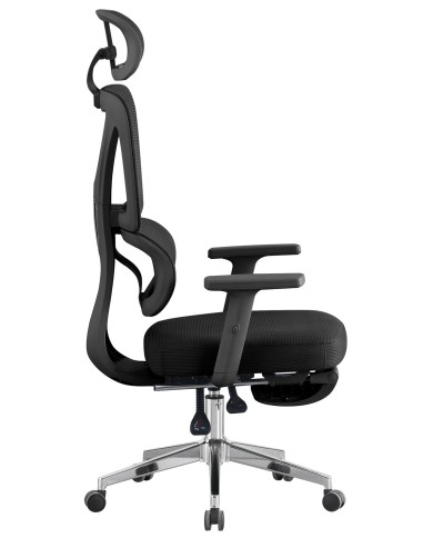 Sillón de oficina DURBUY, alto, ergonómico, negro, malla y asiento negro