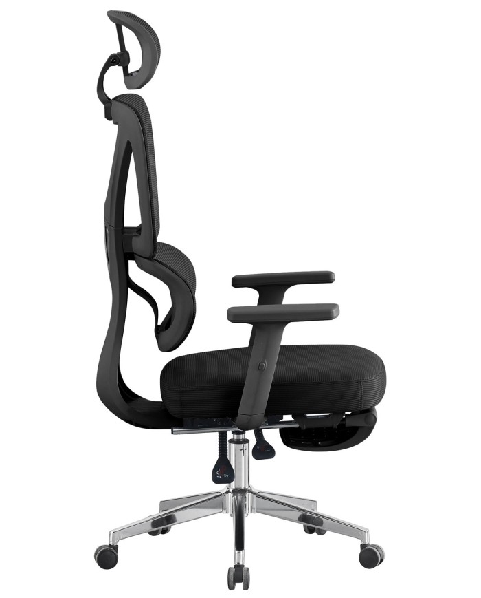 Sillón de oficina DURBUY, alto, ergonómico, negro, malla y asiento negro