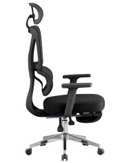 Sillón de oficina DURBUY, alto, ergonómico, negro, malla y asiento negro