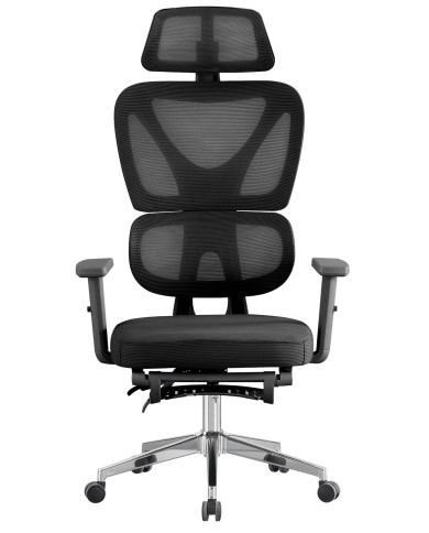Sillón de oficina DURBUY, alto, ergonómico, negro, malla y asiento negro