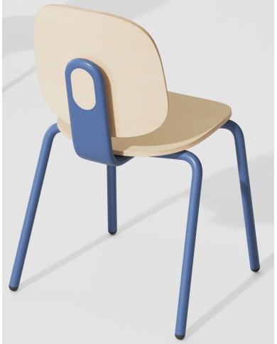 Silla COLMAR, apilable, azul, contrachapado revestido con HPL, color natural