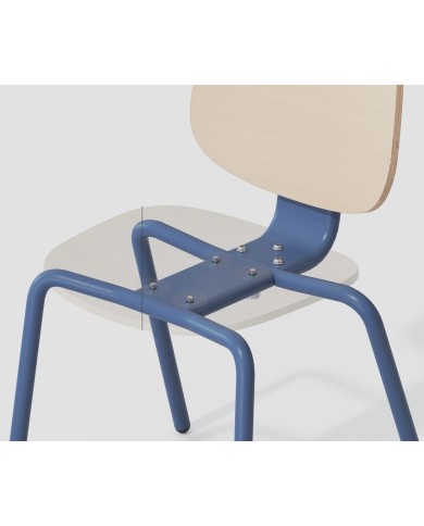 Silla COLMAR, apilable, azul, contrachapado revestido con HPL, color natural