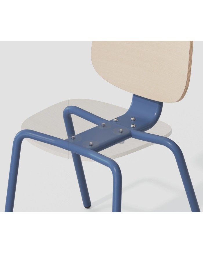 Silla COLMAR, apilable, azul, contrachapado revestido con HPL, color natural