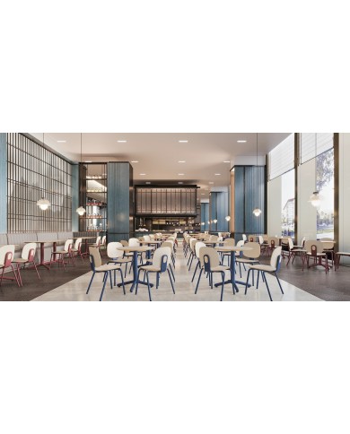 Silla COLMAR, apilable, azul, contrachapado revestido con HPL, color natural