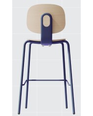Taburete COLMAR, apilable, azul, contrachapado revestido con HPL, color natural