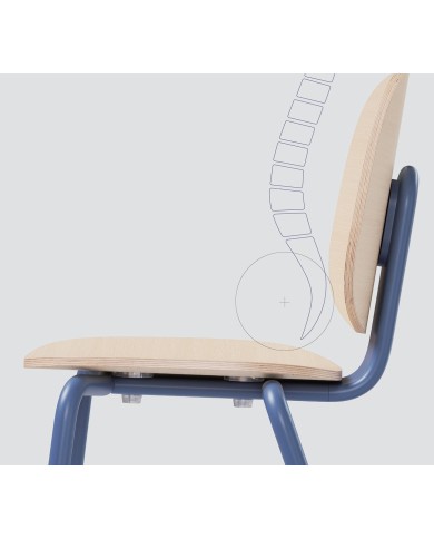 Taburete COLMAR, apilable, azul, contrachapado revestido con HPL, color natural