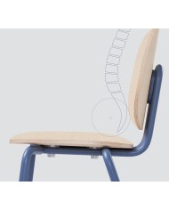 Taburete COLMAR, apilable, azul, contrachapado revestido con HPL, color natural
