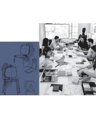 Taburete COLMAR, apilable, azul, contrachapado revestido con HPL, color natural