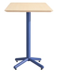 Taburete COLMAR, apilable, azul, contrachapado revestido con HPL, color natural