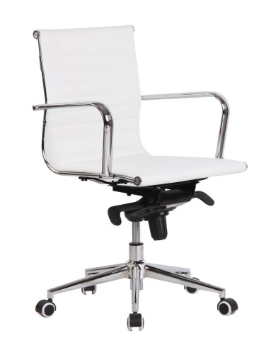 Sillón de oficina ROTERDAM, giratorio, similpiel blanca