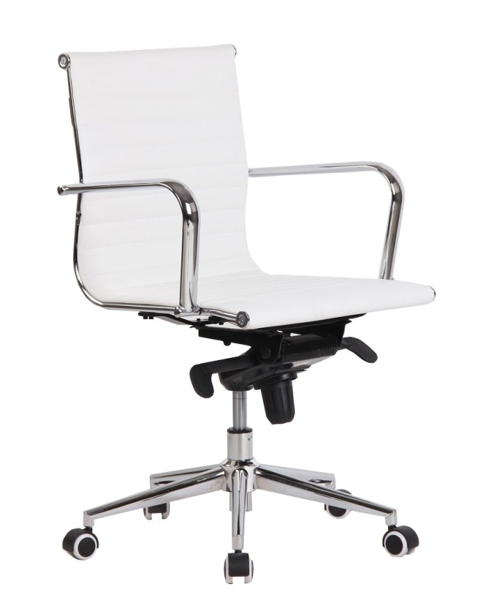 Sillón de oficina ROTERDAM, giratorio, similpiel blanca