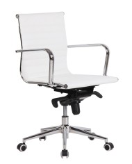 Sillón de oficina ROTERDAM, giratorio, similpiel blanca