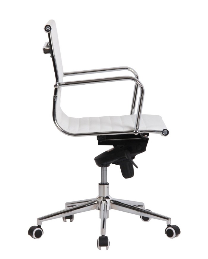 Sillón de oficina ROTERDAM, giratorio, similpiel blanca