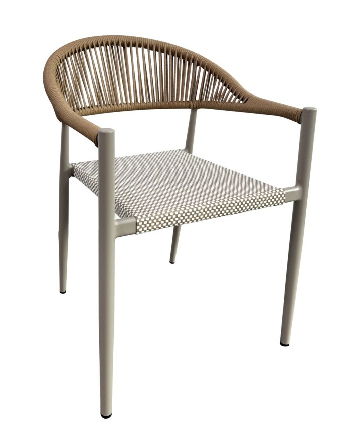 Sillón MÓNACO, apilable, aluminio, ratán y teslin