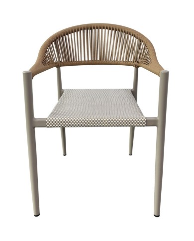 Sillón MÓNACO, apilable, aluminio, ratán y teslin