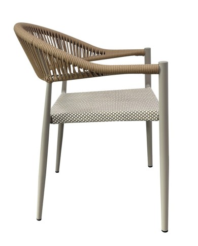 Sillón MÓNACO, apilable, aluminio, ratán y teslin