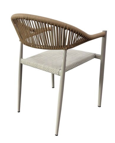 Sillón MÓNACO, apilable, aluminio, ratán y teslin