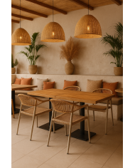 Sillón MÓNACO, apilable, aluminio, ratán y teslin