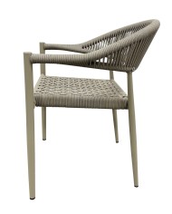 Sillón CANNES, apilable, aluminio, asiento y respaldo de cuerda beige